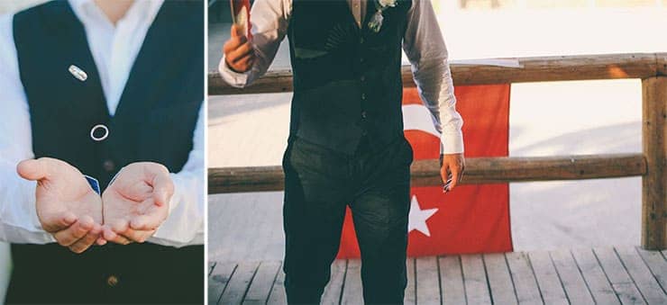 groom with turkish flag